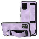 For Samsung Galaxy A41 Wristband Holder Leather Back Phone Case(Purple)