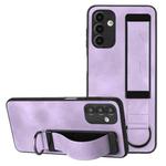 For Samsung Galaxy A54 Wristband Holder Leather Back Phone Case(Purple)