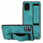For Samsung Galaxy A71 Wristband Holder Leather Back Phone Case(Green)