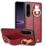 For Sony Xperia 1 IV Wristband Leather Back Phone Case(Red)