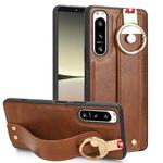 For Sony Xperia 5 III Wristband Leather Back Phone Case(Brown)