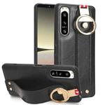For Sony Xperia 5 IV Wristband Leather Back Phone Case(Black)