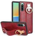 For Sony Xperia 10 III Wristband Leather Back Phone Case(Red)