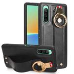 For Sony Xperia 10 IV Wristband Leather Back Phone Case(Black)