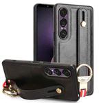 For Sony Xperia 1 VII Wristband Leather Back Phone Case(Black)