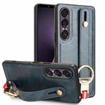 For Sony Xperia 1 VII Wristband Leather Back Phone Case(Blue)