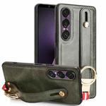 For Sony Xperia 1 VII Wristband Leather Back Phone Case(Green)