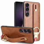 For Sony Xperia 1 VII Wristband Leather Back Phone Case(Brown)