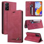 For Xiaomi Redmi Note 12 Pro 4G Global Skin Feel Anti-theft Brush Horizontal Flip Leather Case with Holder(Wine Red)