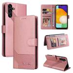 For Samsung Galaxy A14 5G GQUTROBE Skin Feel Magnetic Leather Phone Case(Rose Gold)