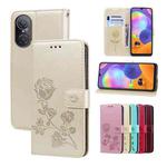 For Huawei nova 9 SE 4G/5G Rose Embossed Flip PU Leather Phone Case(Gold)