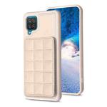 For Samsung Galaxy A12 Grid Card Slot Holder Phone Case(Beige)