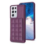 For Samsung Galaxy S21 Ultra 5G Grid Card Slot Holder Phone Case(Dark Purple)