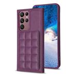 For Samsung Galaxy S22 Ultra 5G Grid Card Slot Holder Phone Case(Dark Purple)