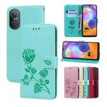 For Honor 50 SE Rose Embossed Flip PU Leather Phone Case(Green)
