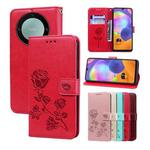 For Honor X9a / Magic 5 Lite Rose Embossed Flip PU Leather Phone Case(Red)