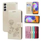 For Samsung Galaxy A54 5G Rose Embossed Flip PU Leather Phone Case(Gold)