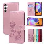 For Samsung Galaxy A34 5G Rose Embossed Flip PU Leather Phone Case(Rose Gold)