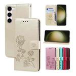 For Samsung Galaxy S24 Rose Embossed Flip PU Leather Phone Case(Gold)