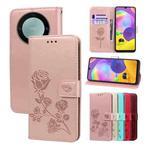 For Samsung Galaxy A25 Rose Embossed Flip PU Leather Phone Case(Rose Gold)
