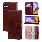 For Samsung Galaxy A04E Rose Embossed Flip PU Leather Phone Case(Brown)