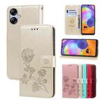 For Samsung Galaxy A05 Rose Embossed Flip PU Leather Phone Case(Gold)