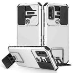 For Motorola G Pure Stereoscopic Holder Sliding Camshield Phone Case(White)