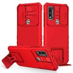 For Motorola G Pure Stereoscopic Holder Sliding Camshield Phone Case(Red)