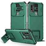 For Motorola G Pure Stereoscopic Holder Sliding Camshield Phone Case(Green)