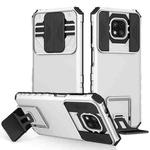 For Motorola Moto G Power 2021 Stereoscopic Holder Sliding Camshield Phone Case(White)