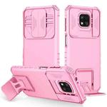 For Motorola Moto G Power 2021 Stereoscopic Holder Sliding Camshield Phone Case(Pink)
