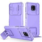 For Motorola Moto G Power 2021 Stereoscopic Holder Sliding Camshield Phone Case(Purple)