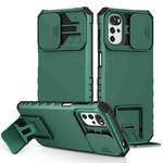 For Motorola Moto G22 / E32 Stereoscopic Holder Sliding Camshield Phone Case(Green)