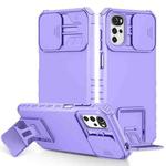 For Motorola Moto G22 / E32 Stereoscopic Holder Sliding Camshield Phone Case(Purple)