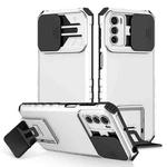 For Motorola Moto G42 Stereoscopic Holder Sliding Camshield Phone Case(White)