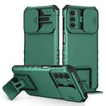 For Motorola Moto G42 Stereoscopic Holder Sliding Camshield Phone Case(Green)