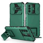 For Motorola Moto G52 Stereoscopic Holder Sliding Camshield Phone Case(Green)