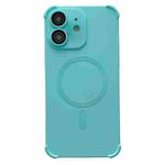 For iPhone 12 Four-corner Shockproof Skin Feel MagSafe Magnetic Phone Case(Cyan Blue)