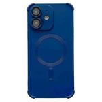 For iPhone 12 Four-corner Shockproof Skin Feel MagSafe Magnetic Phone Case(Dark Blue)
