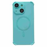 For iPhone 13 Four Corner Shockproof Skin Feel MagSafe Magnetic Phone Case(Cyan Blue)