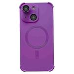 For iPhone 14 Four-corner Shockproof Skin Feel MagSafe Magnetic Phone Case(Purple)