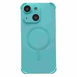 For iPhone 14 Plus Four-corner Shockproof Skin Feel MagSafe Magnetic Phone Case(Cyan Blue)