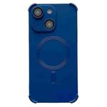 For iPhone 14 Plus Four-corner Shockproof Skin Feel MagSafe Magnetic Phone Case(Dark Blue)
