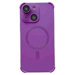 For iPhone 15 Plus Four-corner Shockproof Skin Feel MagSafe Magnetic Phone Case(Purple)