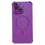 For iPhone 15 Four-corner Shockproof Skin Feel MagSafe Magnetic Phone Case(Purple)