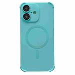 For iPhone 16 Plus Four Corner Shockproof Skin Feel MagSafe Magnetic Phone Case(Cyan Blue)