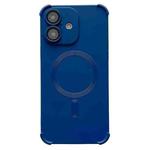 For iPhone 16 Plus Four Corner Shockproof Skin Feel MagSafe Magnetic Phone Case(Dark Blue)