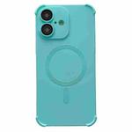 For iPhone 16 Four Corner Shockproof Skin Feel MagSafe Magnetic Phone Case(Cyan Blue)