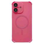 For iPhone 16 Four Corner Shockproof Skin Feel MagSafe Magnetic Phone Case(Pink)