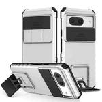 For Google Pixel 8 Stereoscopic Holder Sliding Camshield Phone Case(White)